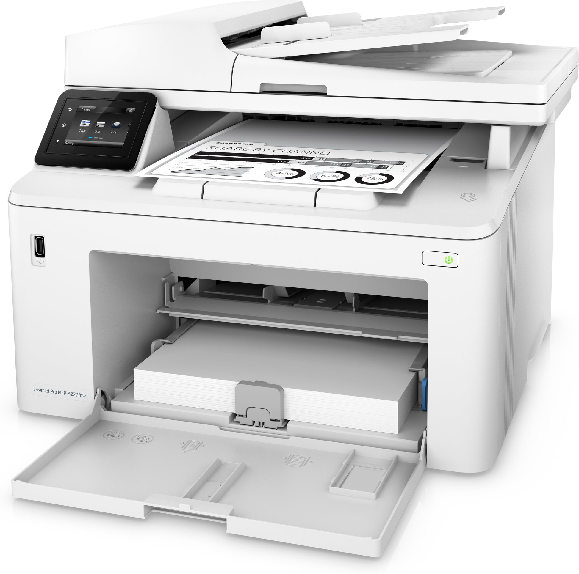 HP Laserjet Pro M227fdw – S/W Laser-MFP A4, 4-in-1 – USB/WLAN – Duplex, 35-Blatt ADF – 28 Seiten/Min. S/W