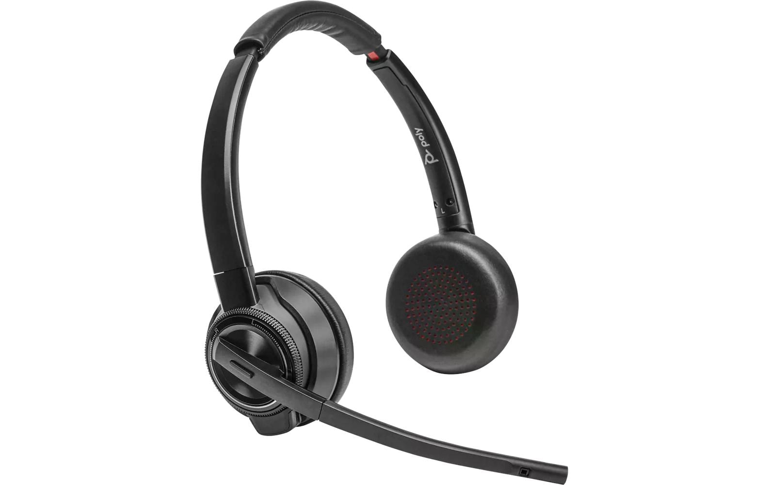 Poly Savi 8420 Office – Duo Headset On-Ear – DECT, Bluetooth 5.2, ANC, Boom-Mikrofon – Schwarz – bis 13 h