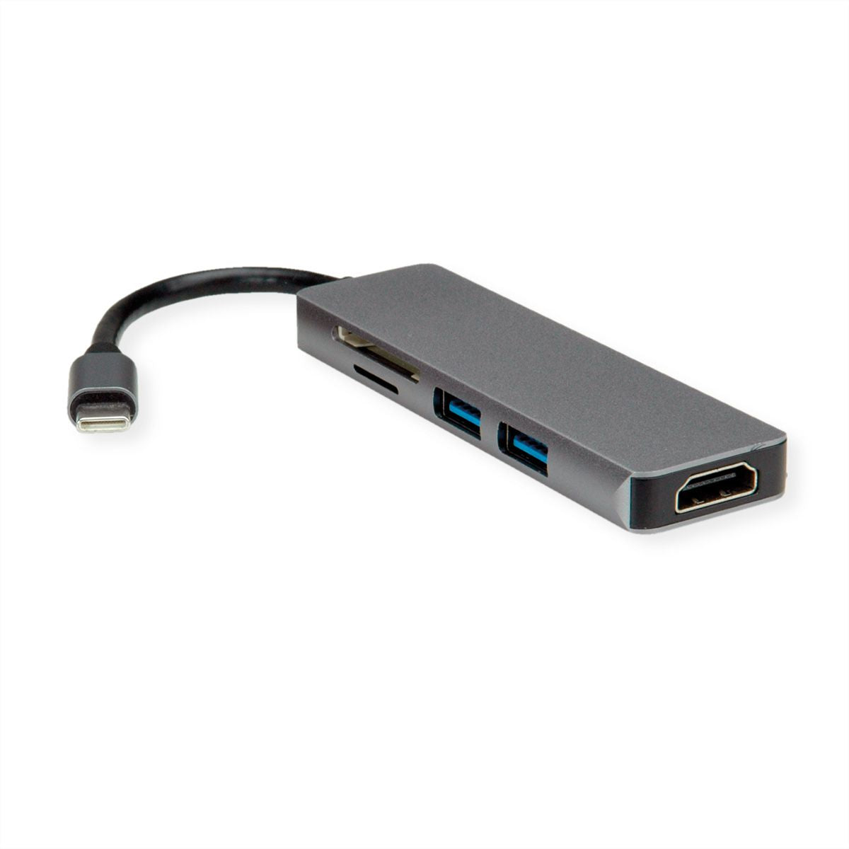 ROLINE Dockingstation – USB-C, HDMI, 2× USB-A, SD/microSD, für Windows/Mac
