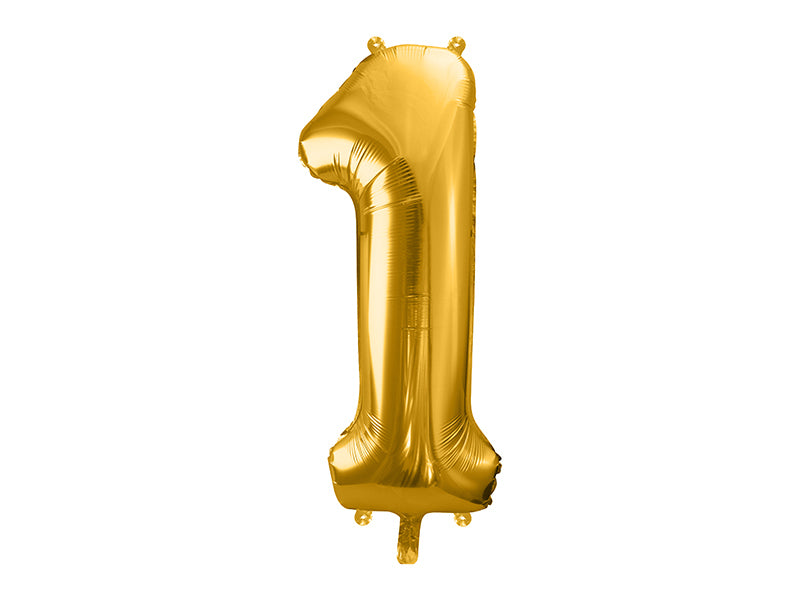 PartyDeco Folienballon Zahl 1 – Gold – 86 cm – Folie – 1 Stück