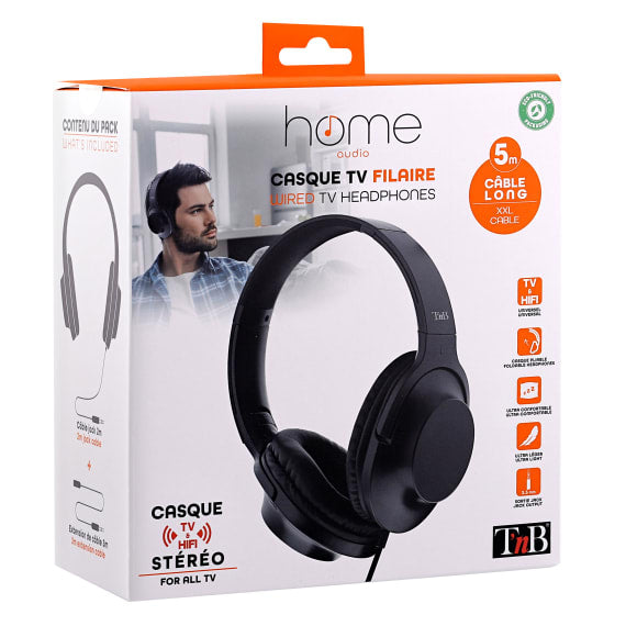 T'nB CSHOME3 On-Ear Kopfhörer – Stereo, Kabel, 3,5 mm Klinke, Schwarz