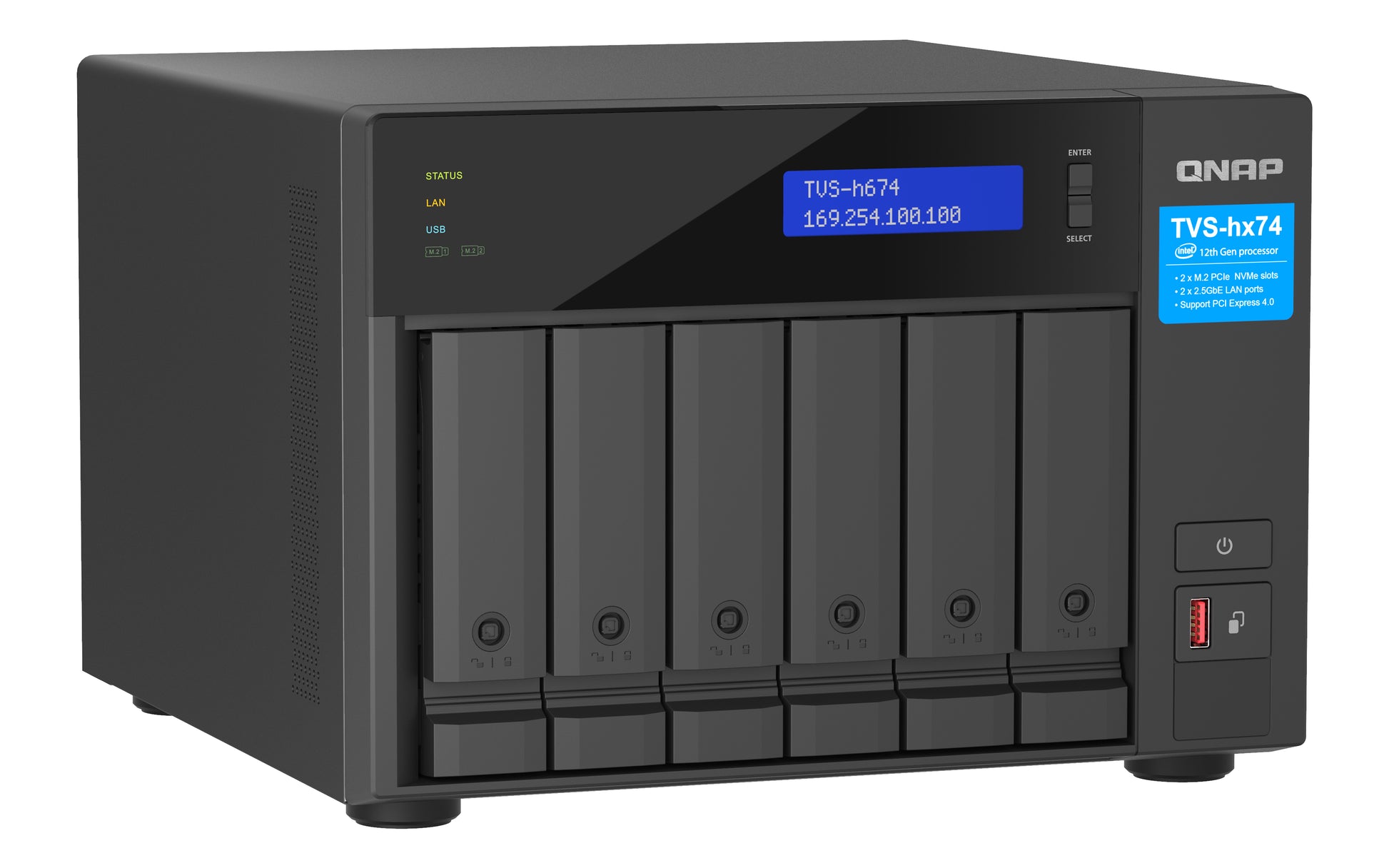 QNAP TVS-H674-I3-16G Allgemeines Speichergerät – 2×2,5 GbE, 6-Bay, 16 GB DDR4