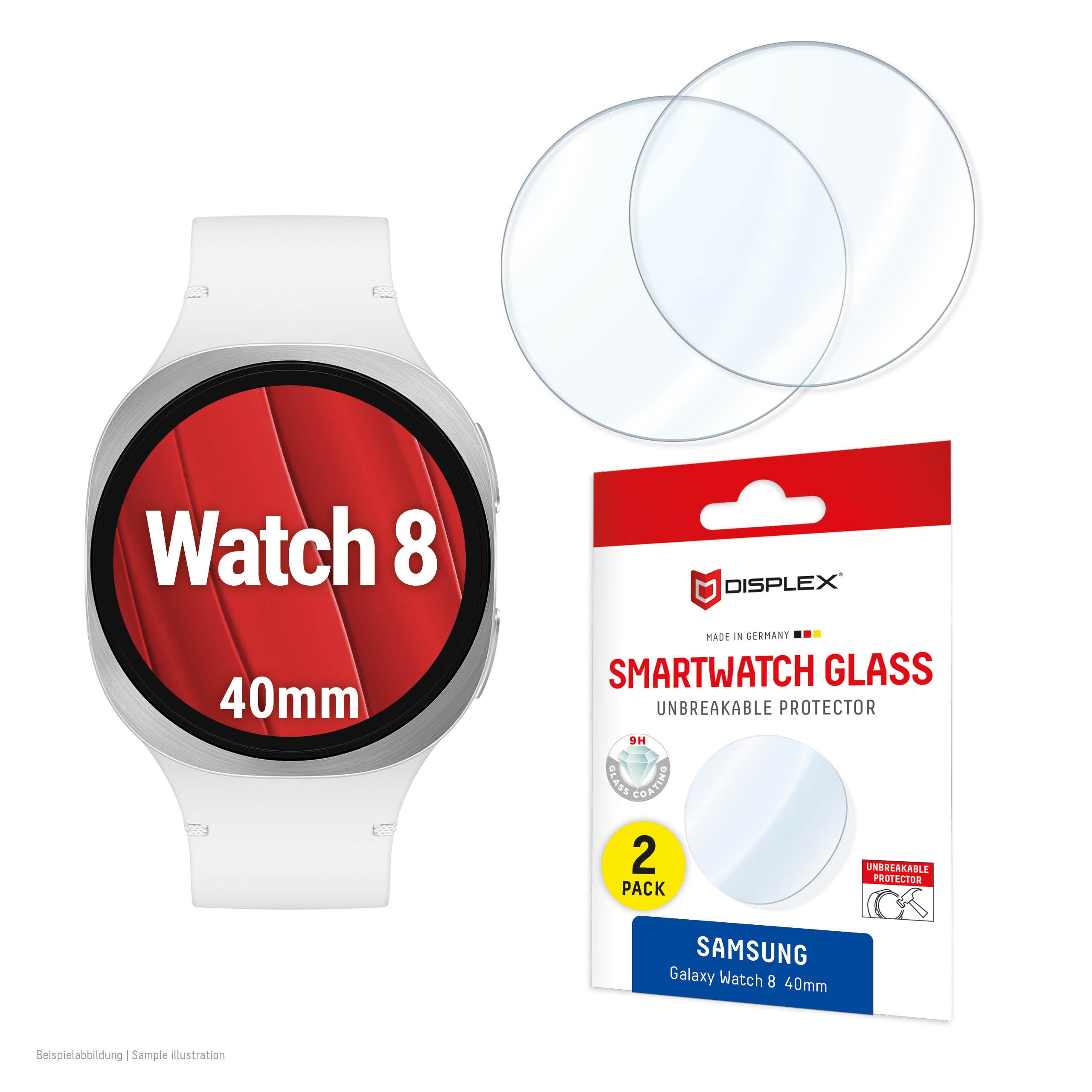 Displex Displayschutz (Panzerglas), Full Cover – für Galaxy Watch 8 40 mm