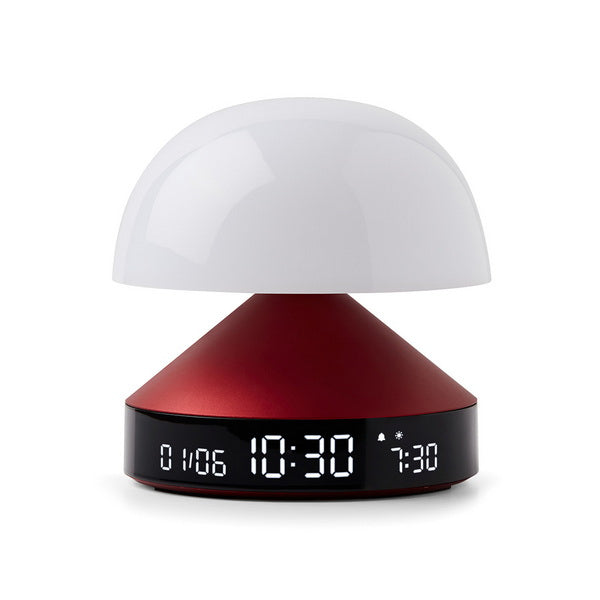 Lexon Lichtwecker Mina Sunrise – digital – 11 × 11 cm, weinrot, Aluminium, USB, Wecktöne