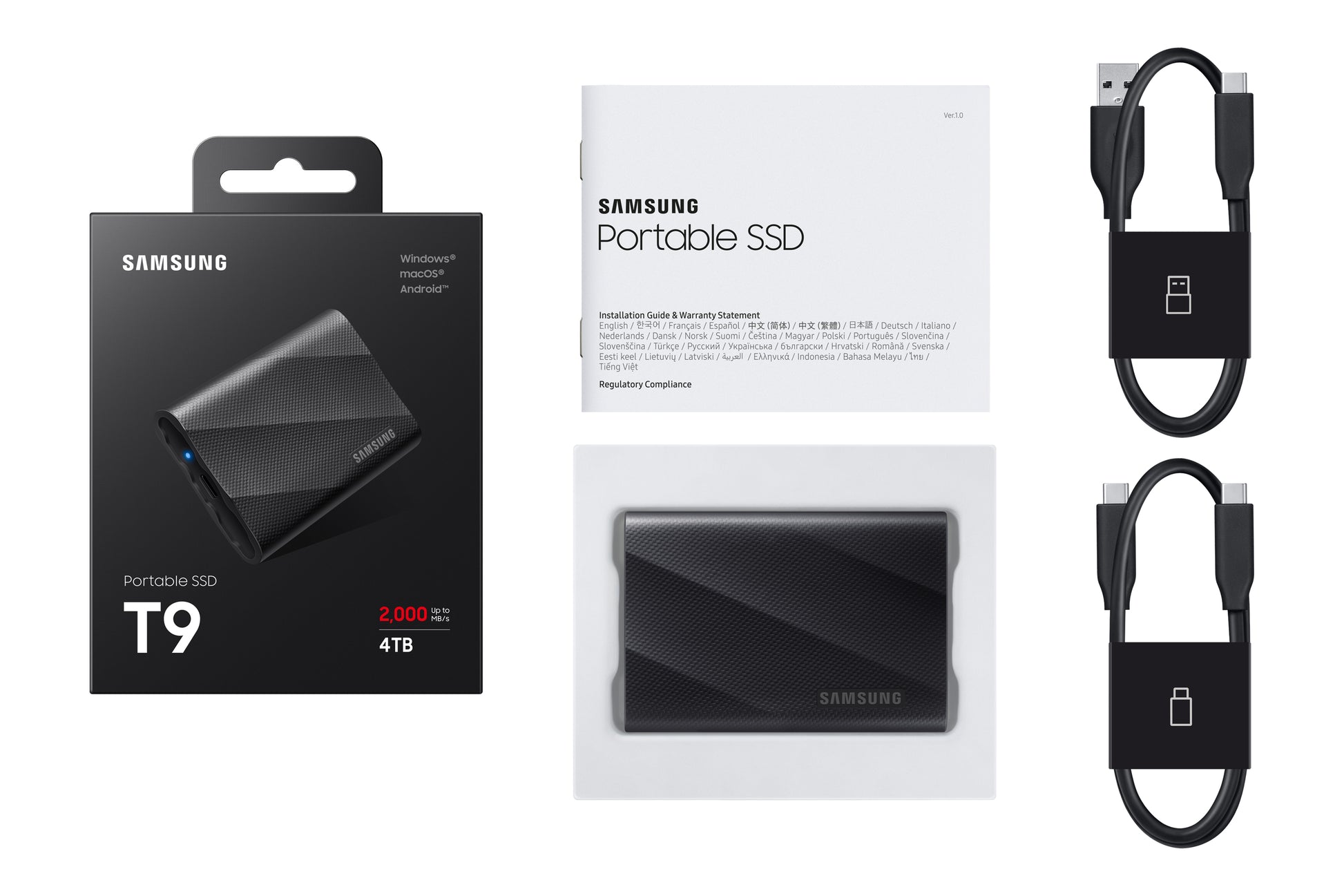 Samsung MU-PG4T0B Allgemeines Speichergerät – 4 TB, USB Typ-C (USB 3.2 Gen 2), Hardwareverschlüsselung