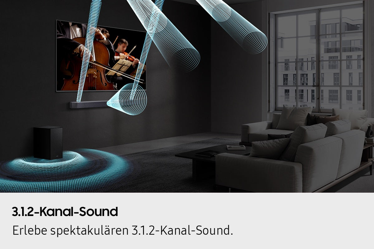 Samsung HW-Q610GF – Soundbar – 3.1.2, Dolby Atmos/DTS:X, mit kabellosem Subwoofer, Schwarz