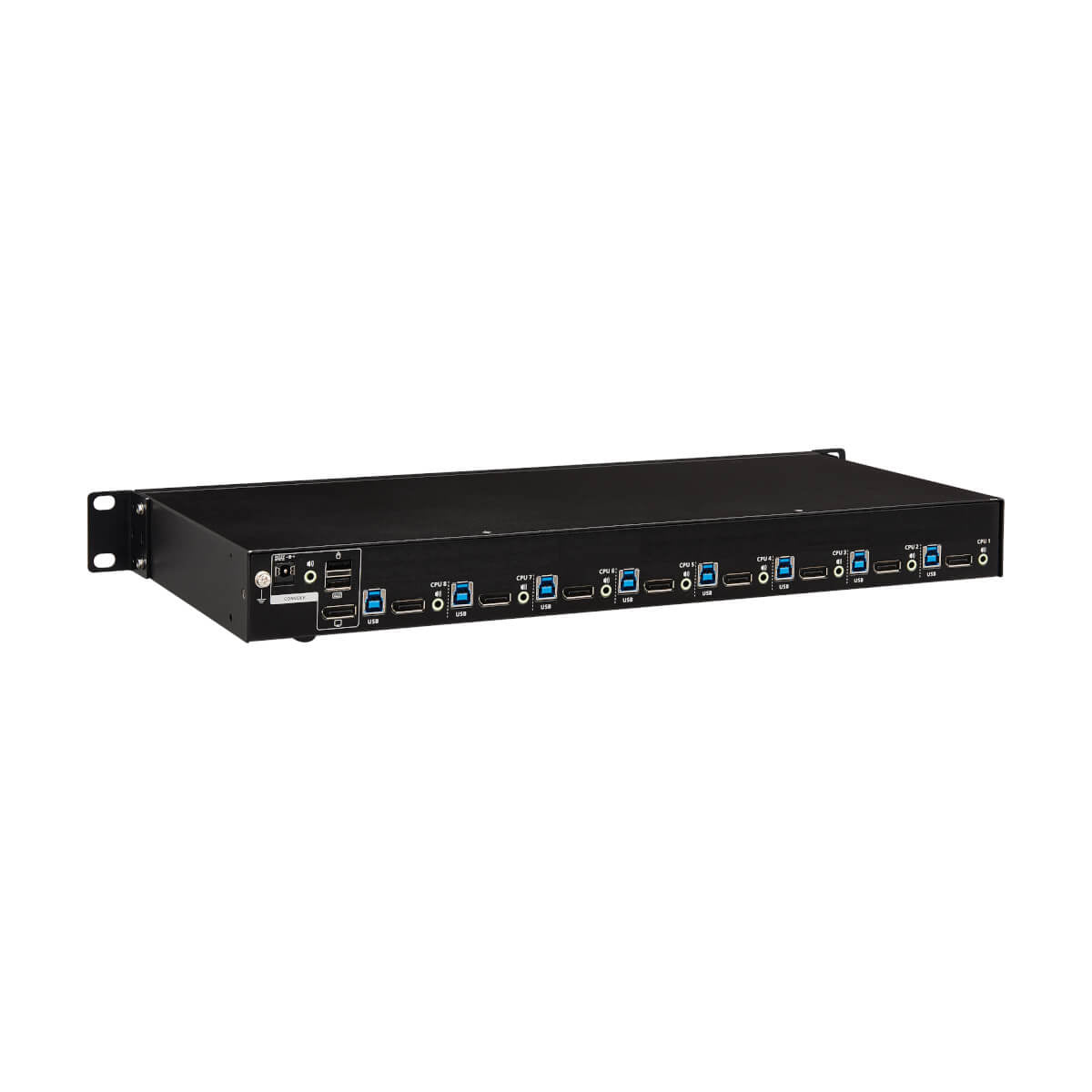 Tripp Lite B024-DPU08 – 8-Port DP KVM-Switch – 4096 × 2160/60 Hz, USB 3.0-Hub, Audio, 1U Rack