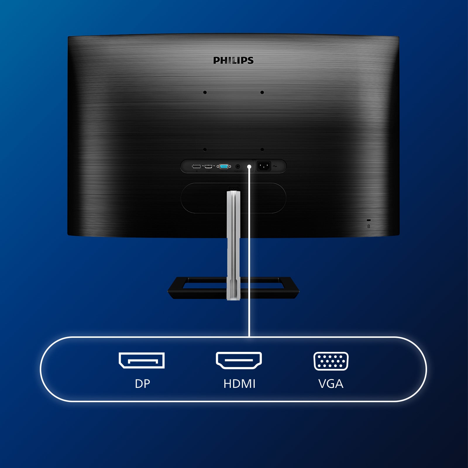 Philips 322E1C – Monitor, 31,5", VA, 75 Hz, 250 cd/m², Gebogen, Adaptive Sync, VESA 100 × 100, Schwarz