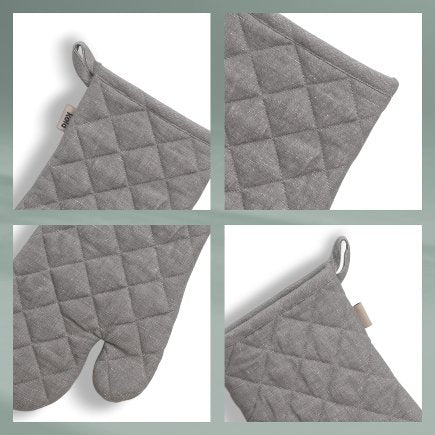 Kela Puro – Ofenhandschuh 31 × 18 cm, Baumwolle/Leinen, Grau