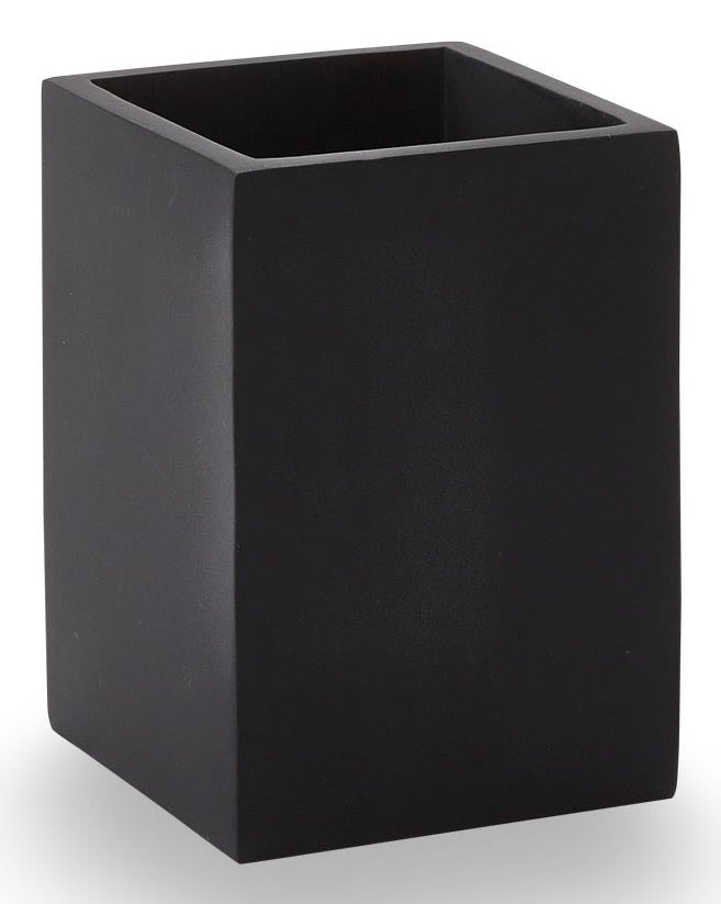 Aquanova Zahnputzbecher Moon – 7,5×7,5×10,3 cm, Polyresin, Schwarz