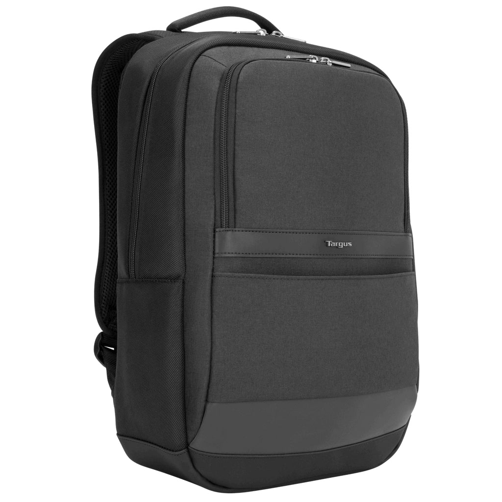 Targus Notebook-Rucksack bis 16" – Trolley-Haltegurt, Wasserflaschenhalterung – Schwarz/Grau