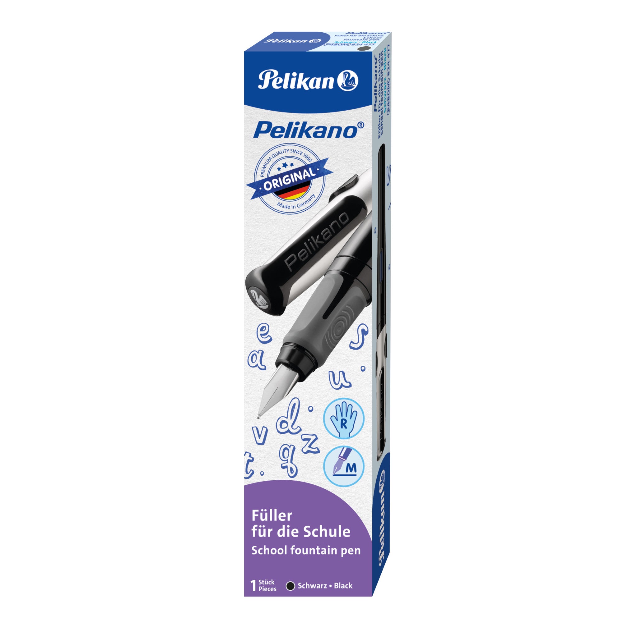 Pelikano Original – Füllfederhalter – M, für Rechtshänder – Schwarz – Edelstahl