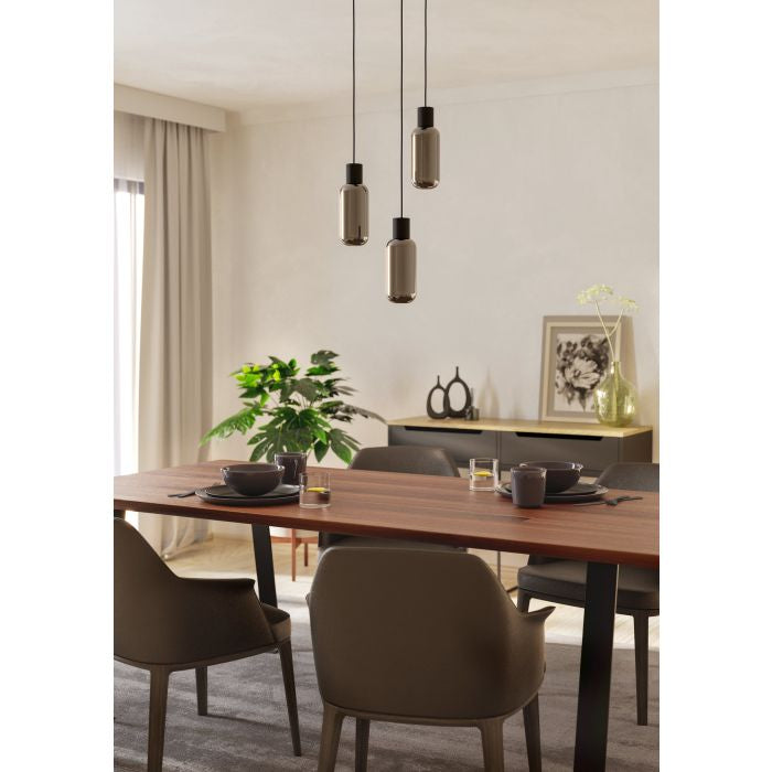 EGLO Pendelleuchte MAIONE – Ø 30 cm, 12 W, nicht dimmbar, E27 (3×), exkl. Leuchtmittel, schwarz
