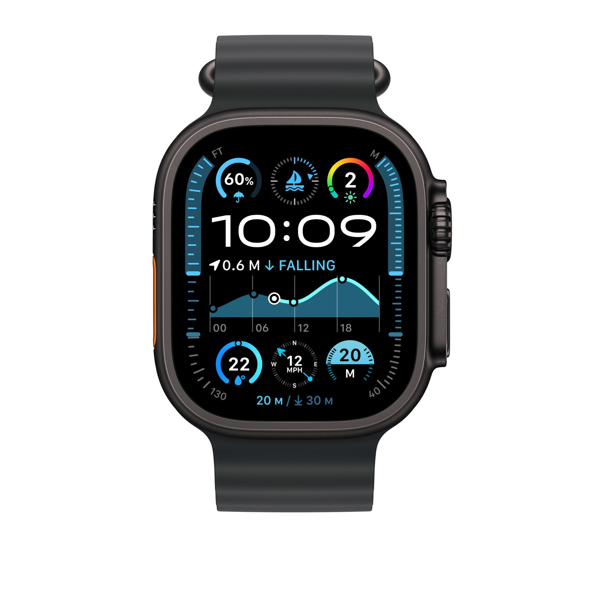 Apple Ocean Band Ext – Armband – für Apple Watch 49 mm, Schwarz, Elastomer (TPR)