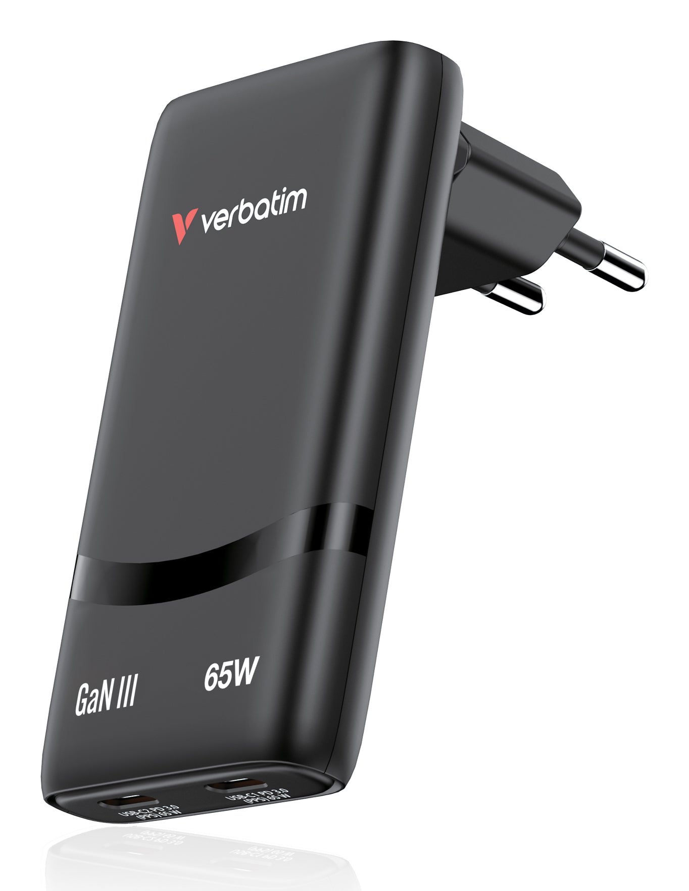 Verbatim 32354 USB-Ladegerät 65 W – USB-C×2 – PD 3.0, GaN, EU-Stecker (Typ C) – für Laptop und andere