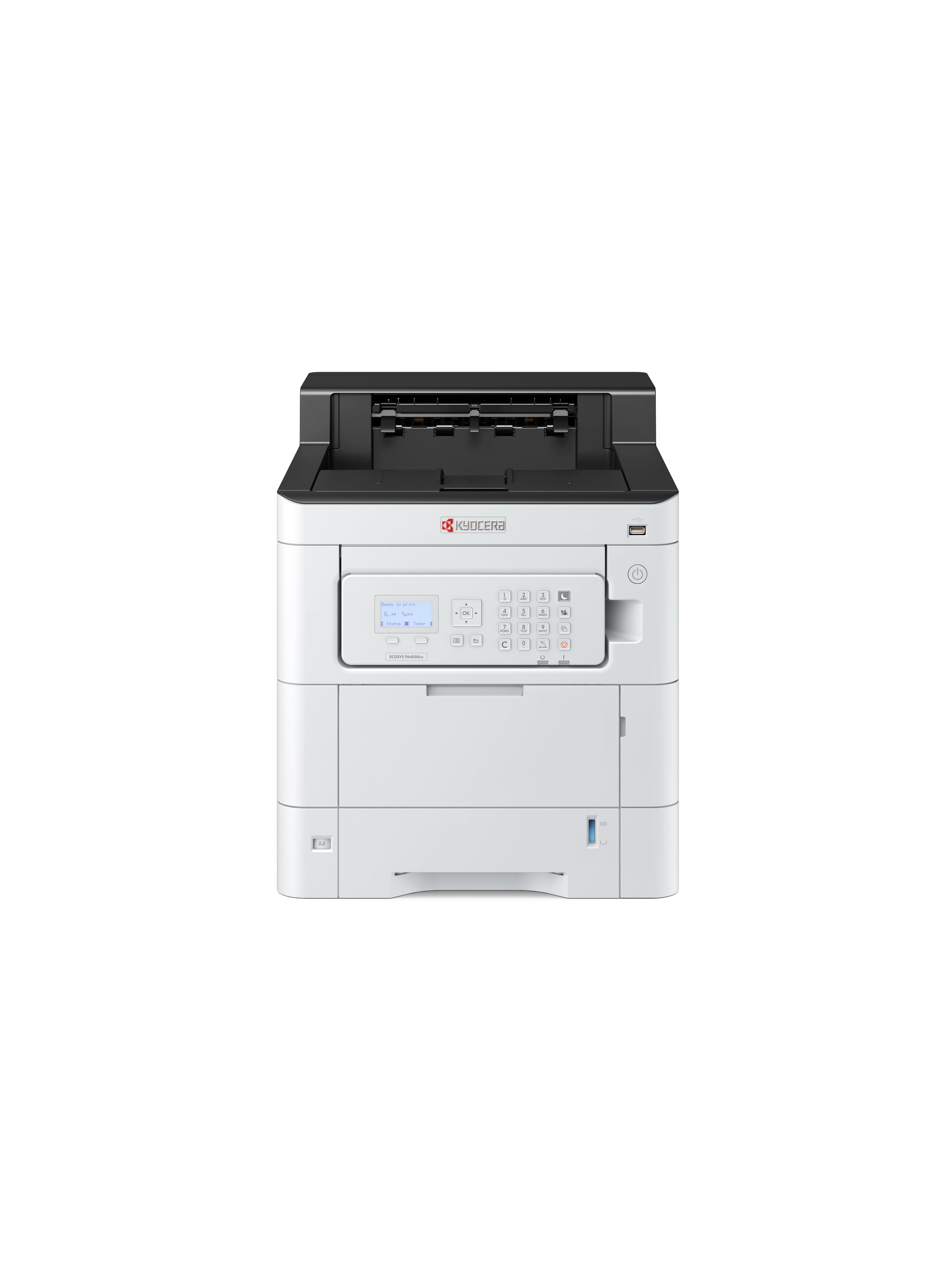KYOCERA PA4000cx – A4, Farbe, Duplex, 40 S./Min., 1200 × 1200 dpi, LAN/USB, Papier: 650 Blatt
