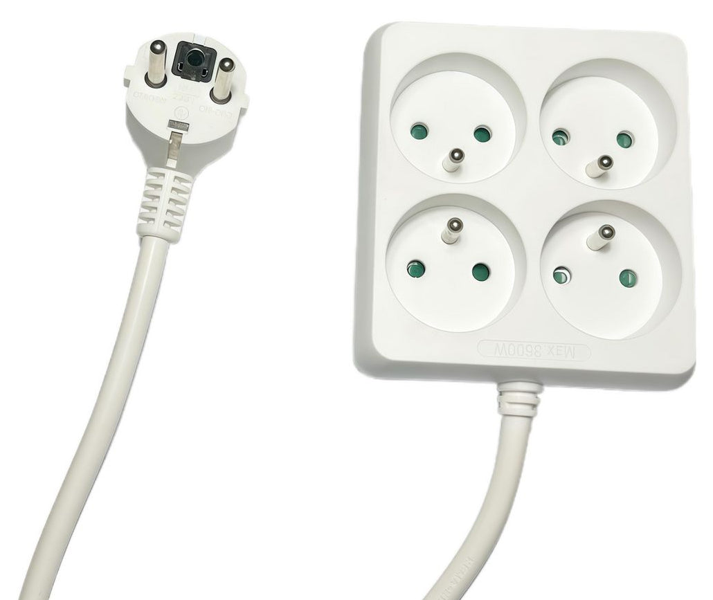 Microconnect Square Steckdosenleiste – 4× Typ E, 1,5 m, ohne Schalter, weiss