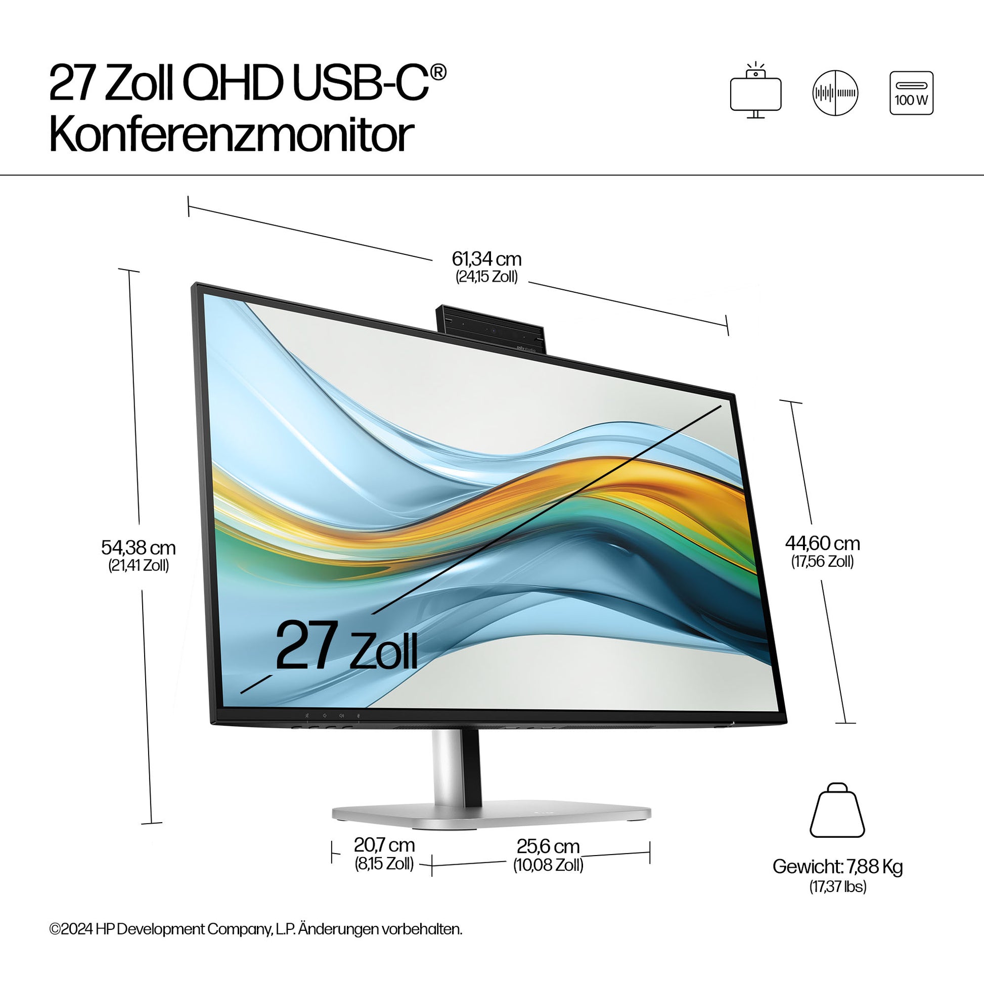HP Series 5 Pro 527pm – Monitor, 27" 2560 × 1440 (WQHD), USB-C
