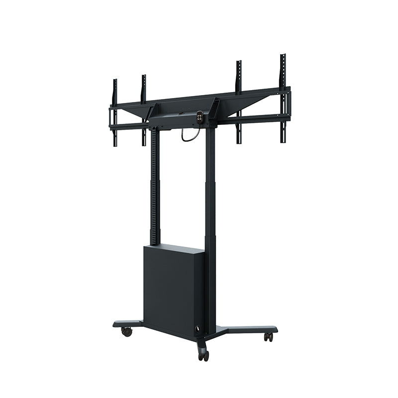 Hagor TV-Wagen – 46–65" – VESA 200×200–600×400 – bis 120 kg, motorisiert, mit Rollen, für 2 Displays