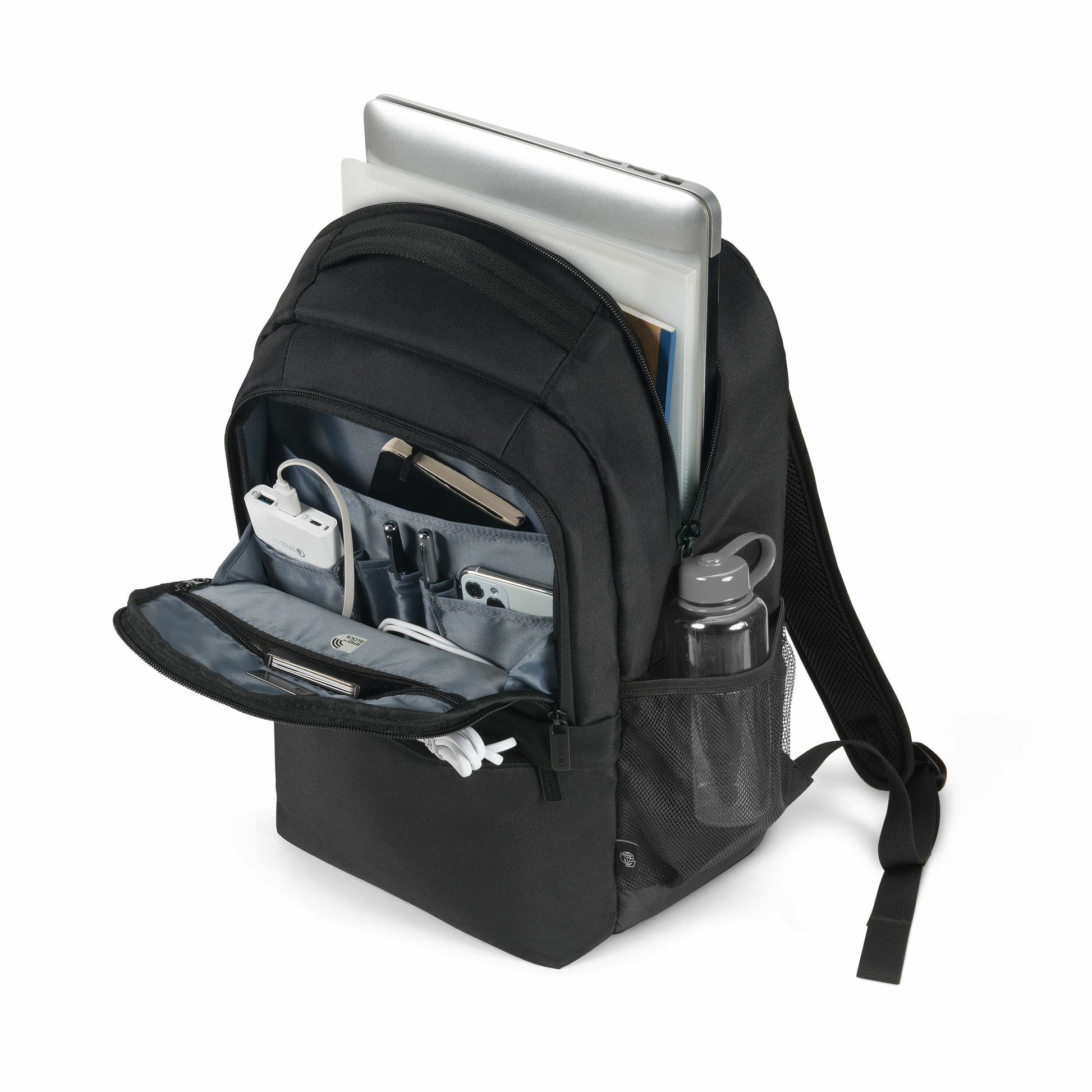 DICOTA Notebook-Rucksack für Notebooks bis 17,3" – 100% recyceltes PET, wasserabweisend – Schwarz