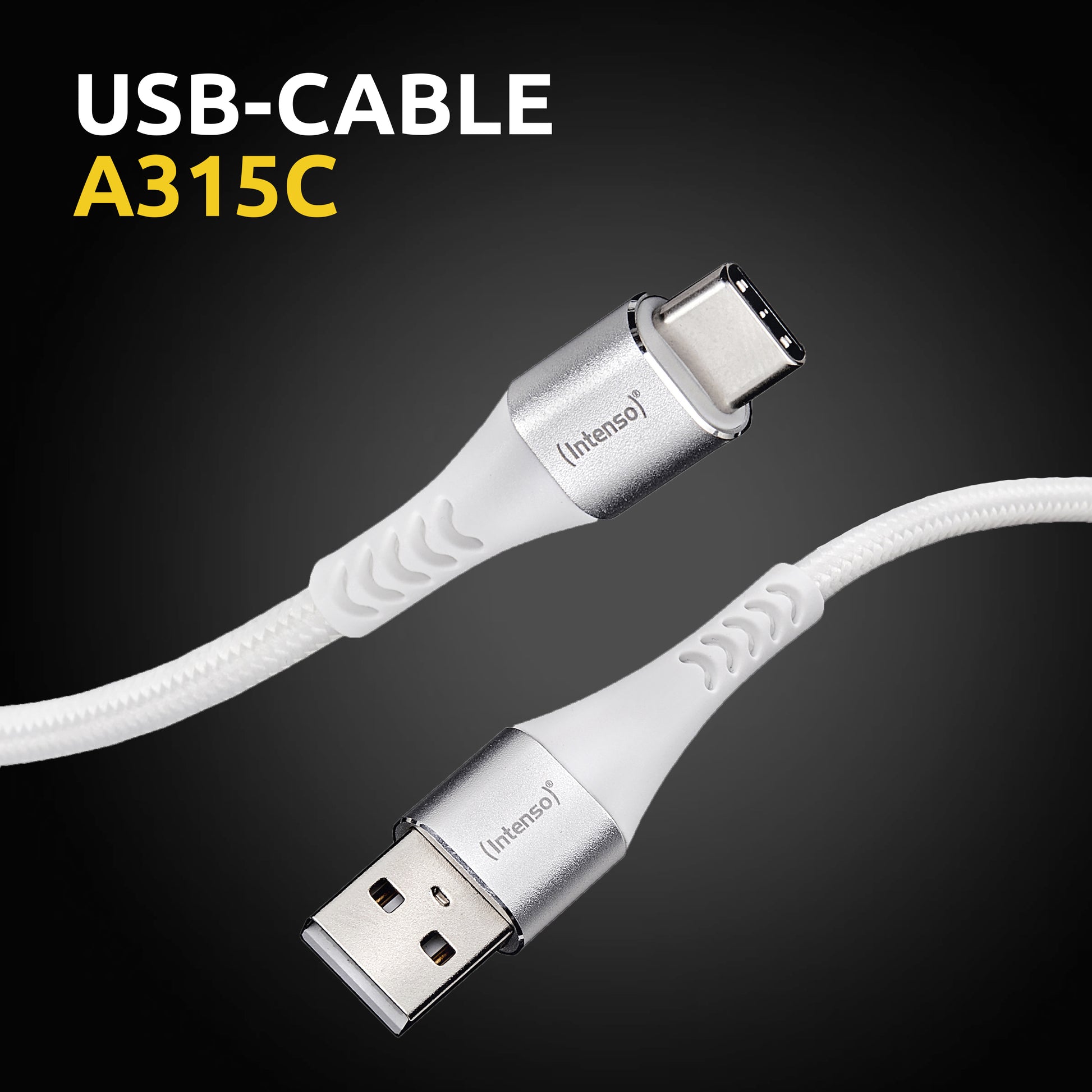 Intenso USB-A auf USB-C Kabel – USB 2.0 (480 Mbit/s) – 1,5 m – PD 60 W – Geflochten – Weiss
