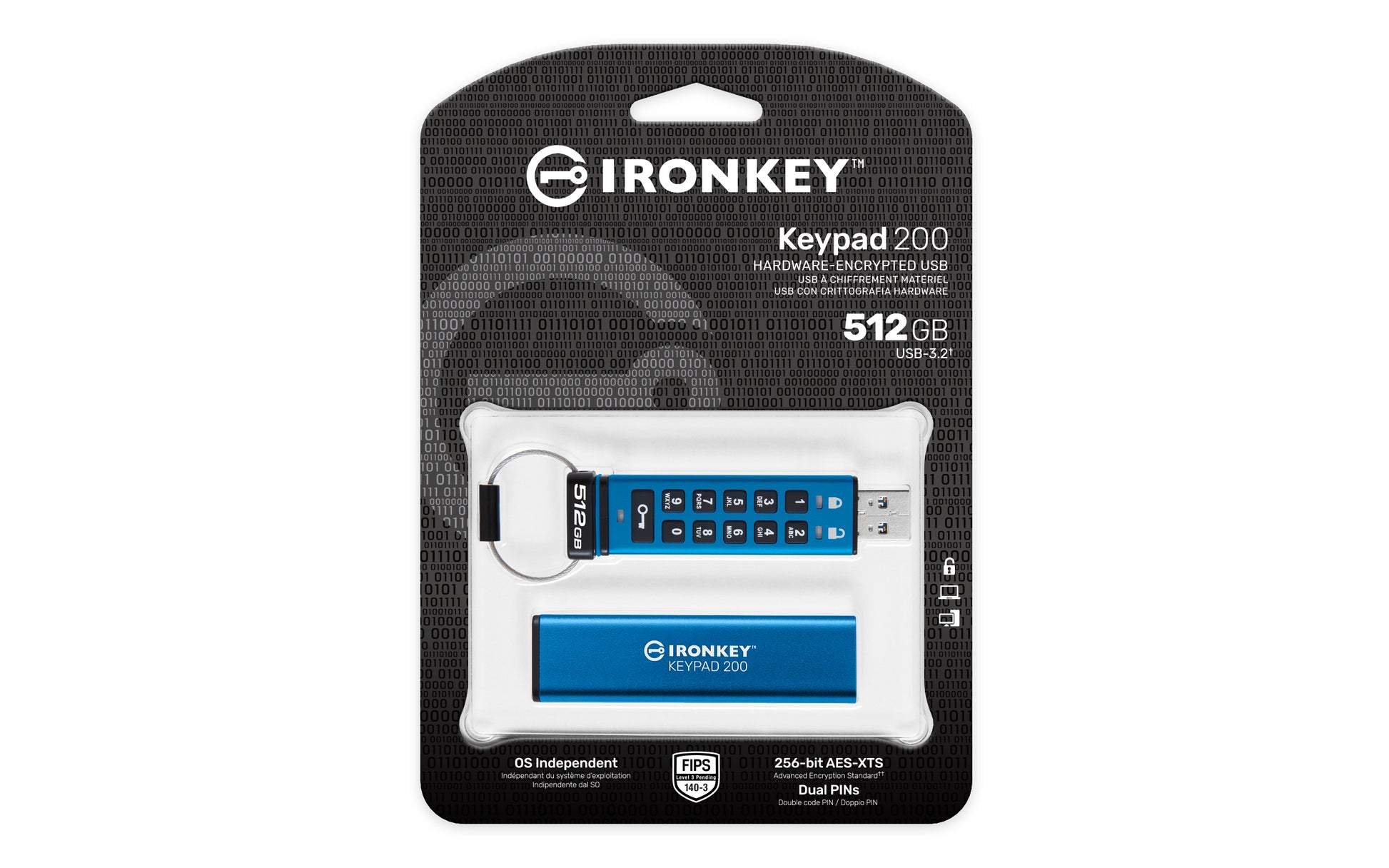 Kingston Keypad 200 – 512 GB, FIPS 140-3