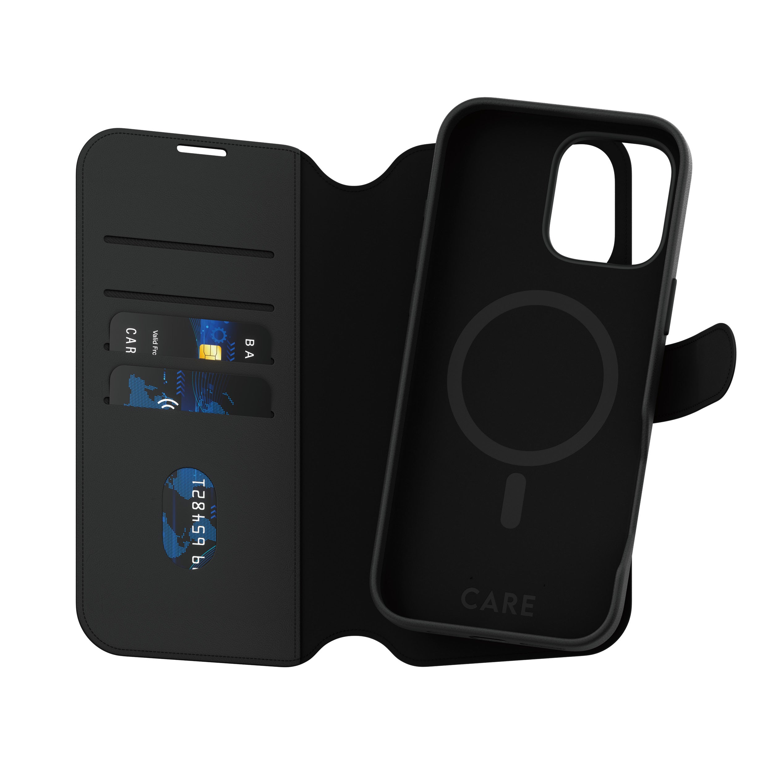 PanzerGlass CARE Feature Tango Wallethülle – für Apple iPhone 16 Pro Max, MagSafe, mit Kartenfach, PU, Schwarz