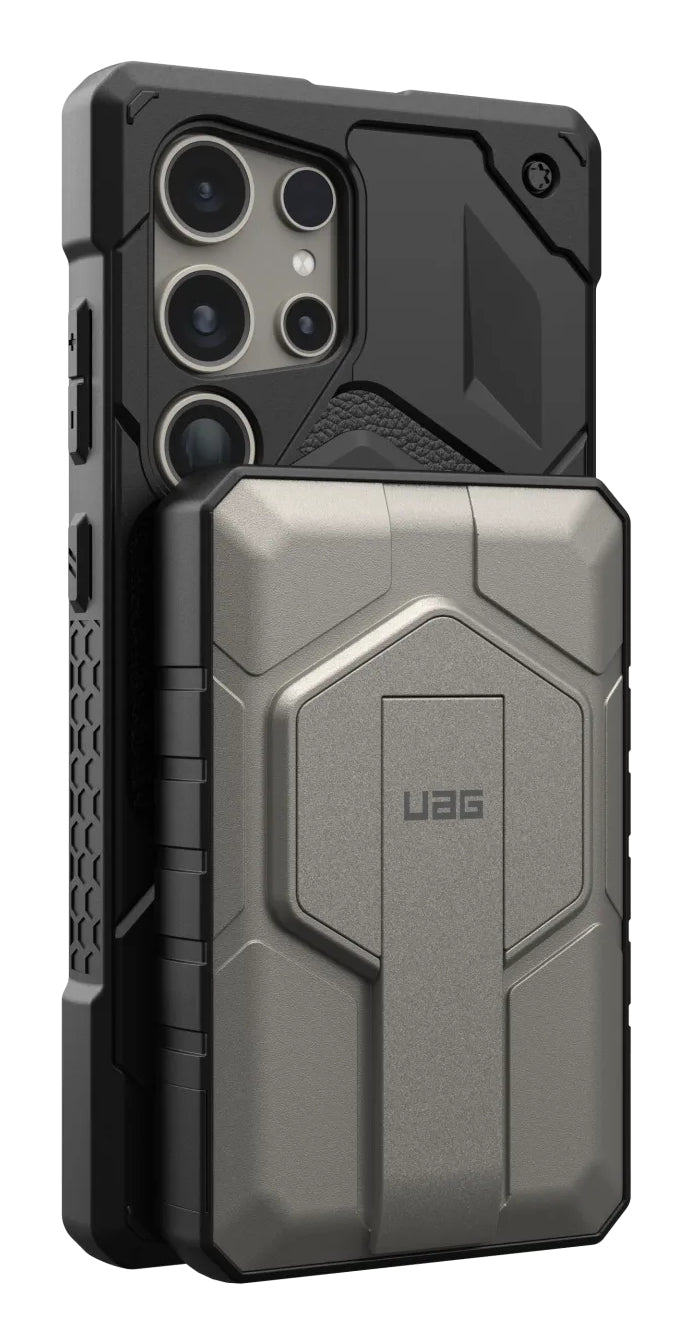 Urban Armor Gear UAG – Powerbank 10000 mAh, PD 20 W, 1× USB-C, 1× USB-A, kabelloses Laden, für Smartphones, Titanium