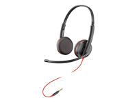 Poly Blackwire C3225 Top Office-Headset – On-Ear, Stereo, Kabelgebunden, 3,5 mm Klinke, Schwarz