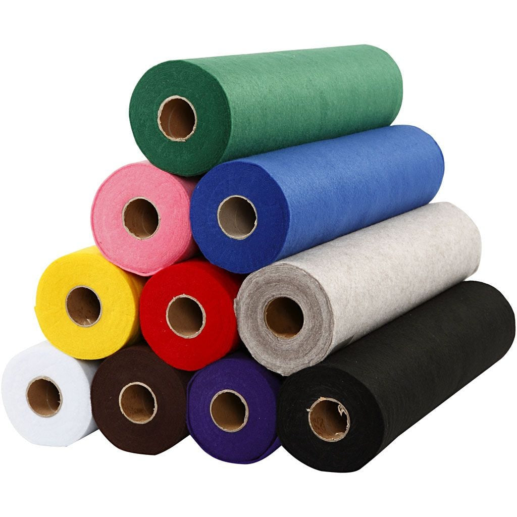 Creativ Company Bastelfilz – sortiert – 450 × 5000 mm, 10 Rollen, 1,5 mm