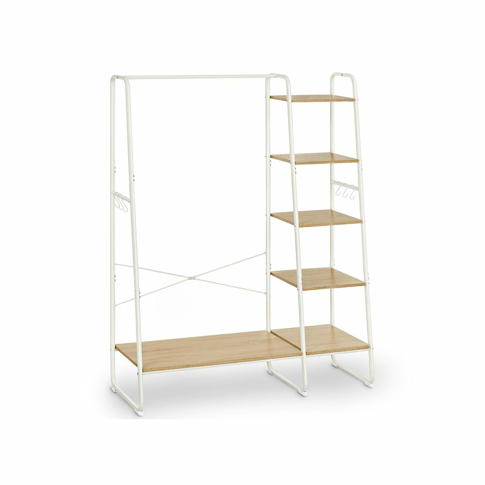 Vasagle Garderobe mit Schuhregal – 6 Haken, Stahl/Spanplatte, Braun/Natur, 120 × 45 × 160 cm