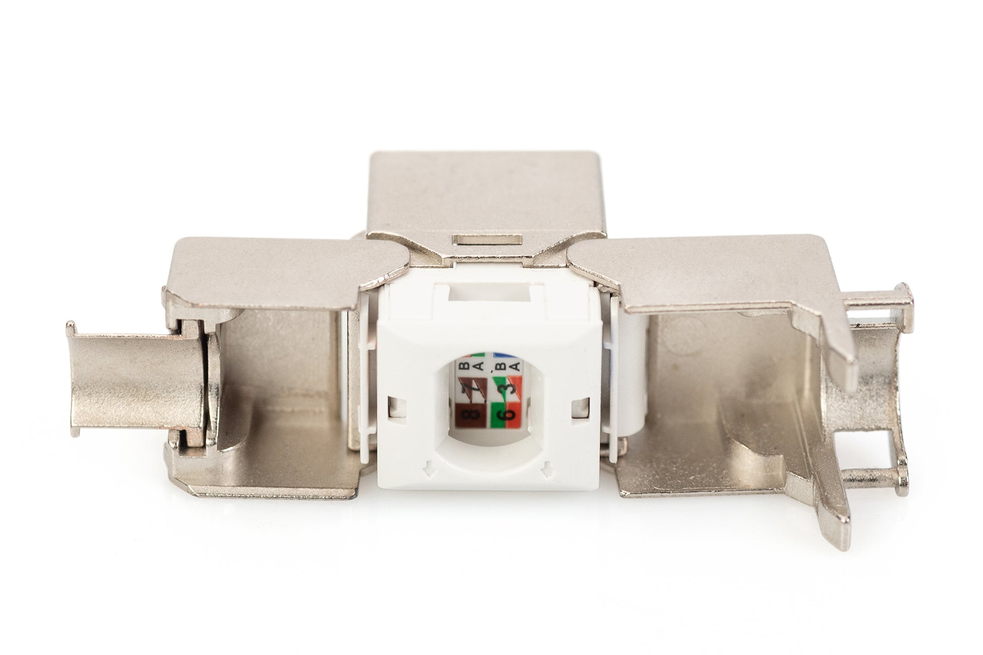 Digitus Keystone-Modul – Cat6a (10GBase-T), geschirmt, RJ-45 auf LSA, flach, PoE (802.3af/at/bt), 8 Stk.