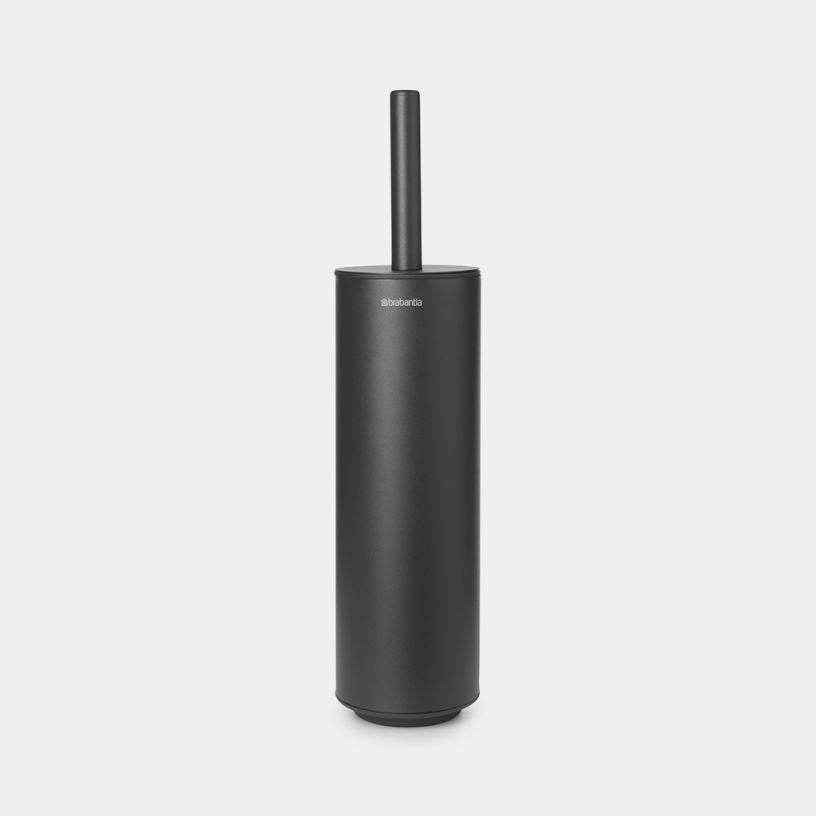 Brabantia MindSet – WC-Bürstenset – Stahl, Anthrazit, wandmontiert, mit abnehmbarem Behälter, H 42 cm, Ø 11 cm