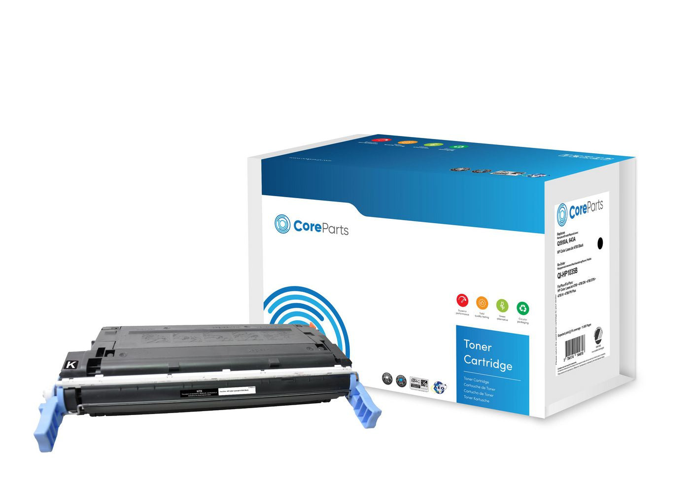 CoreParts Toner Q5950A – Schwarz, 11000 Seiten – für HP Color LaserJet 4700 (643A)