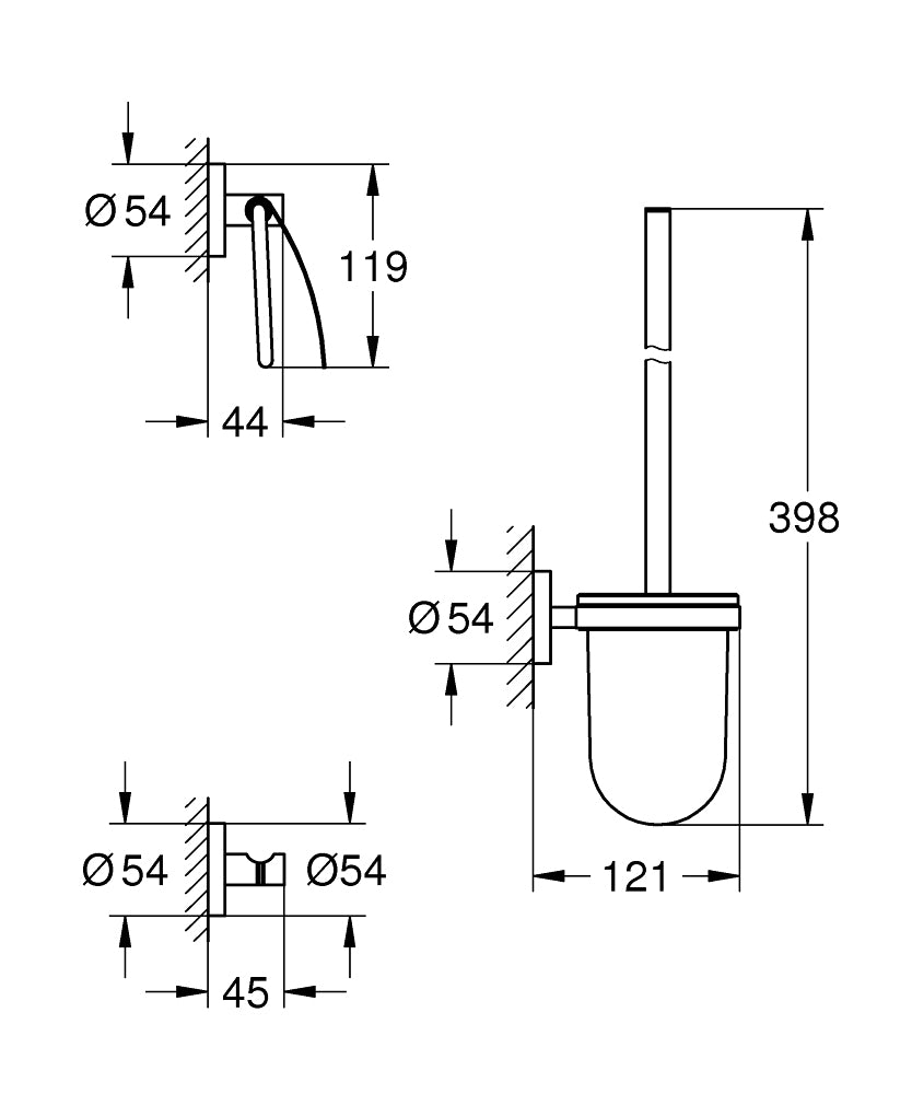 GROHE Seifenhalter (Wand) – Glas/Metall, Schwarz, 3er-Set
