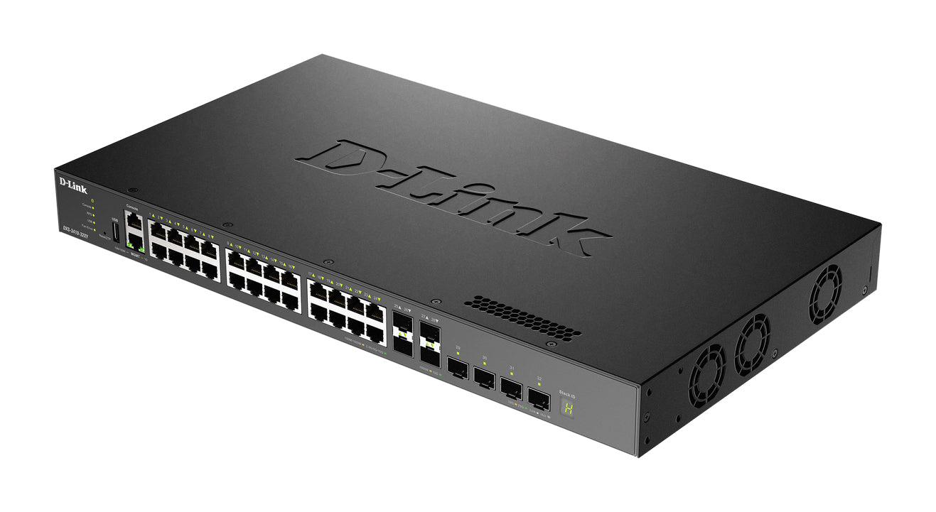 D-Link DXS-3410-32XY/E – Netzwerk-Switch (Managed), 10 Gigabit Ethernet, L3, 24x LAN (1/2,5/5/10GbE), 4x SFP28
