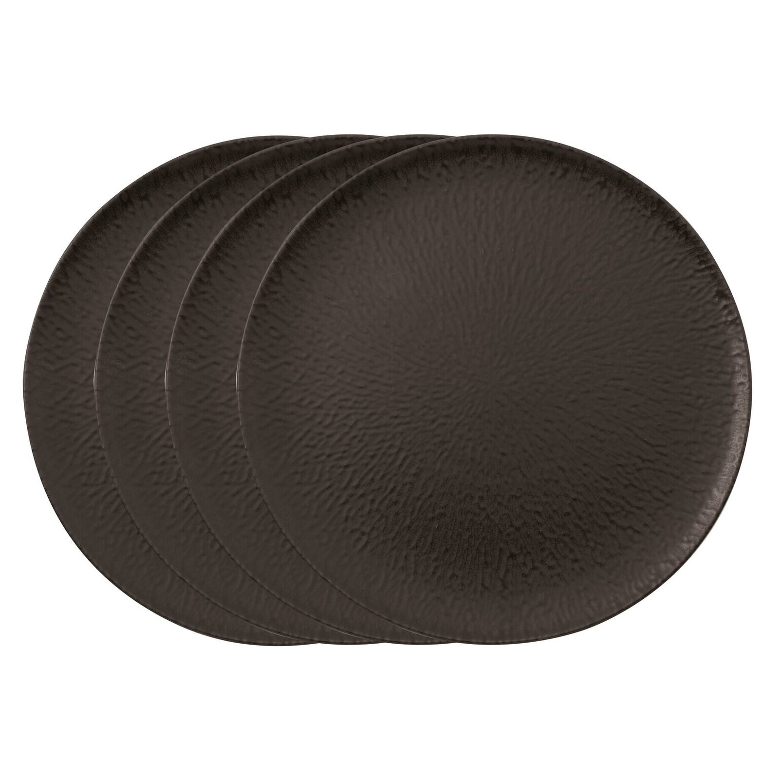 Arthur Krupp Speiseteller – 4er Set, Ø 32 cm, Steinzeug, Schwarz, spülmaschinenfest, mikrowellengeeignet