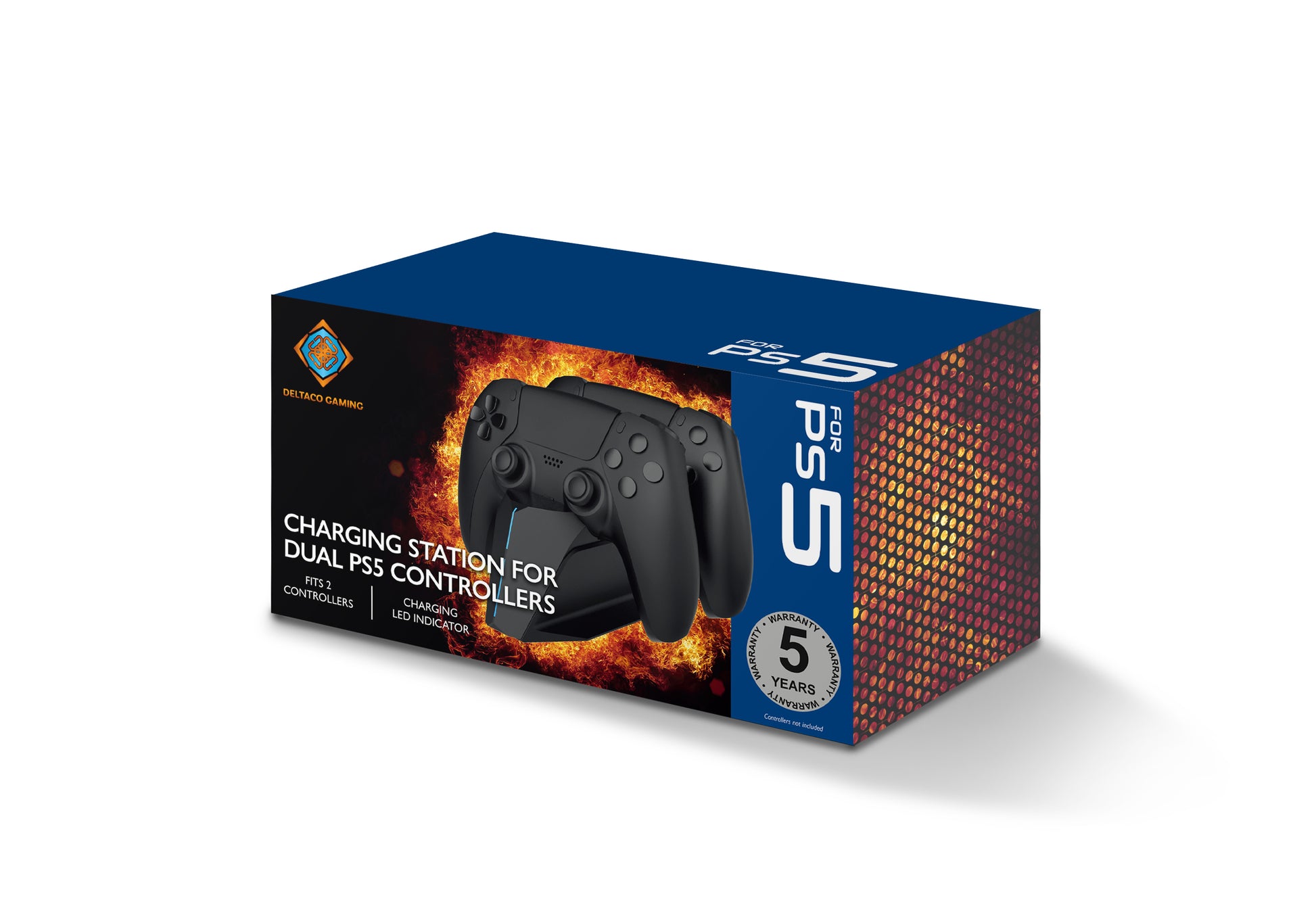 Deltaco Gaming GAM-147 – Ladestation für PlayStation 5, 2x Controller, Ladezeit 3 h, USB-A zu USB-C, Schwarz