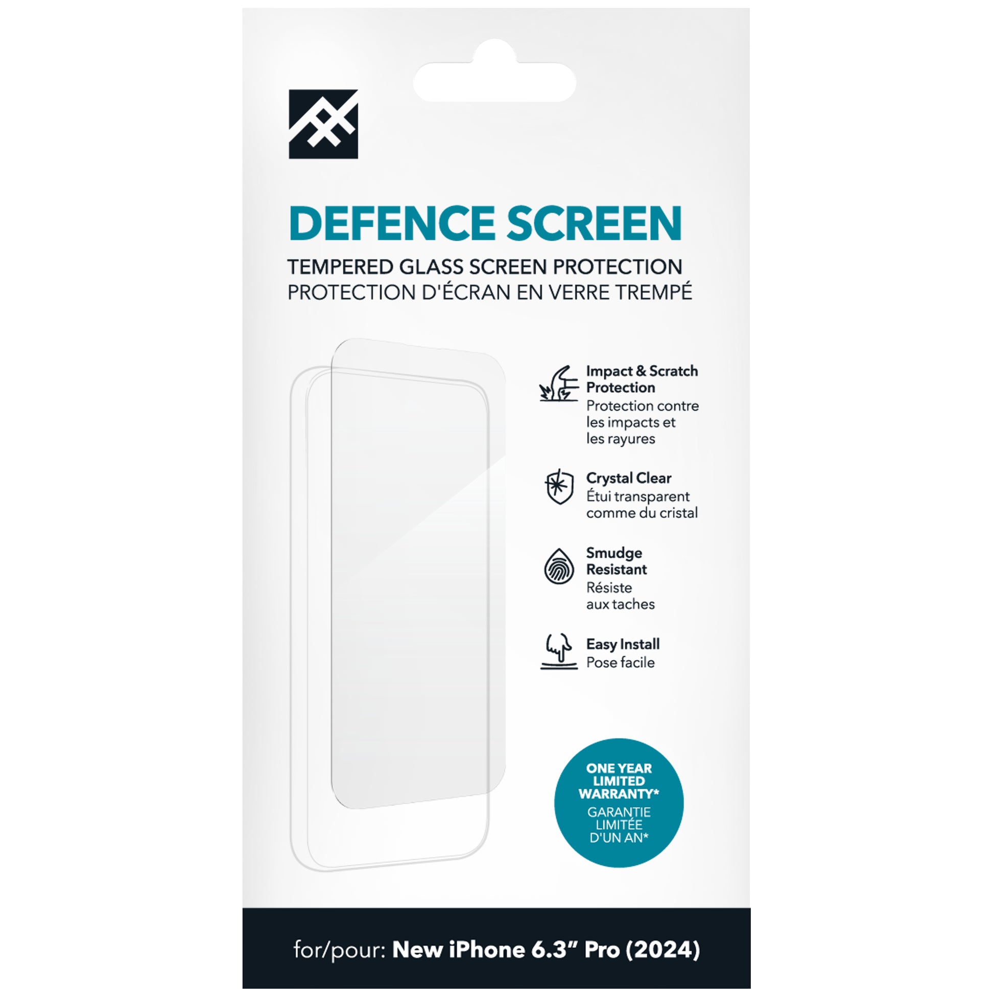 IFROGZ Displayschutz (Panzerglas), fettabweisend – für iPhone 16 Pro