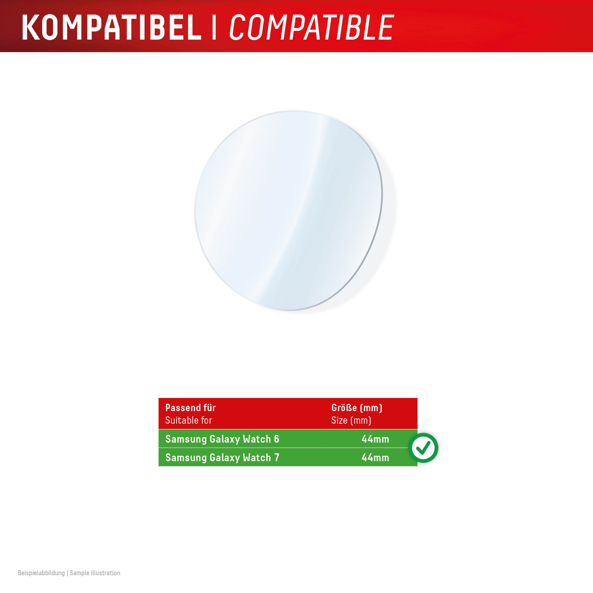 Displex Displayschutzfolie Galaxy Watch 44 mm – Gehärtetes Glas, für Galaxy Watch 7/6
