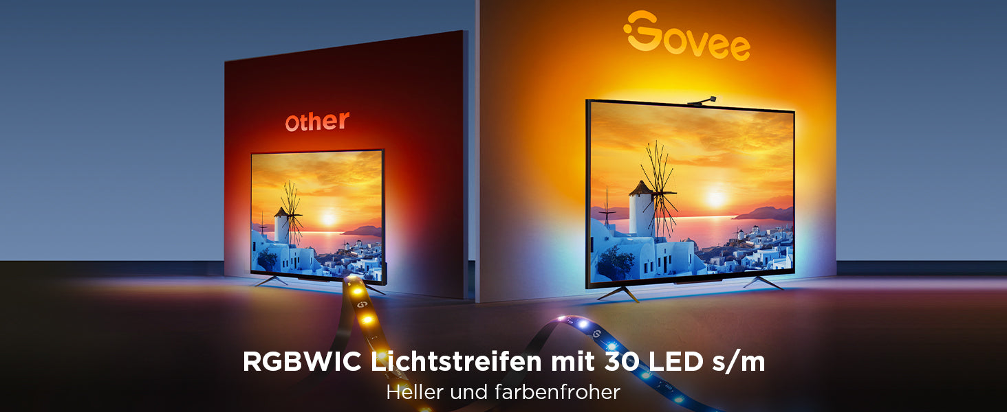 Govee Envisual H6098 TV-Backlight-Set – RGBIC, Wi‑Fi + Bluetooth – für 55–65" TVs – Schwarz