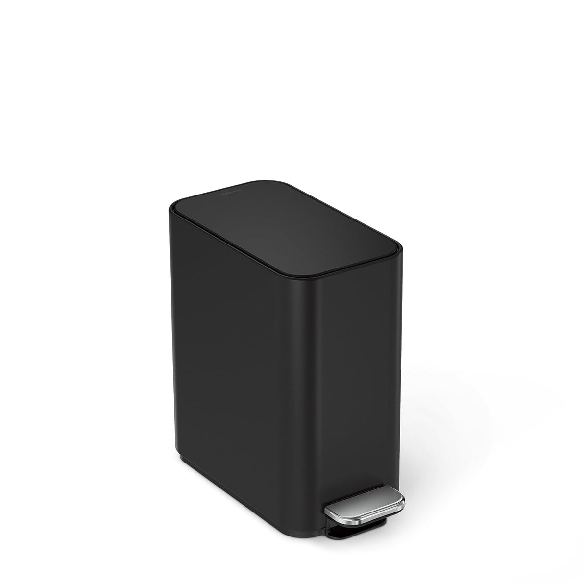 simplehuman Papierkorb – 5 l, mit Deckel, Edelstahl, schwarz matt – B × H × T 157 × 310 × 320 mm