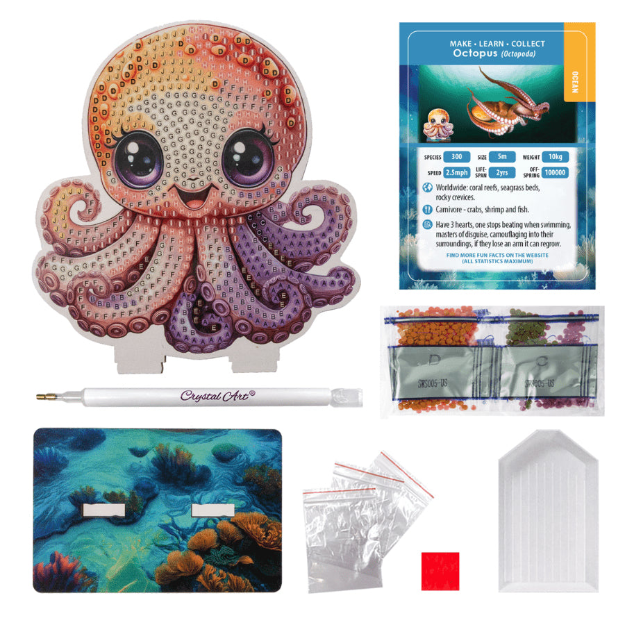 CRAFT Buddy Crystal Art Buddy – Bastelset – Oktopus – 11 cm – ab 6 Jahren