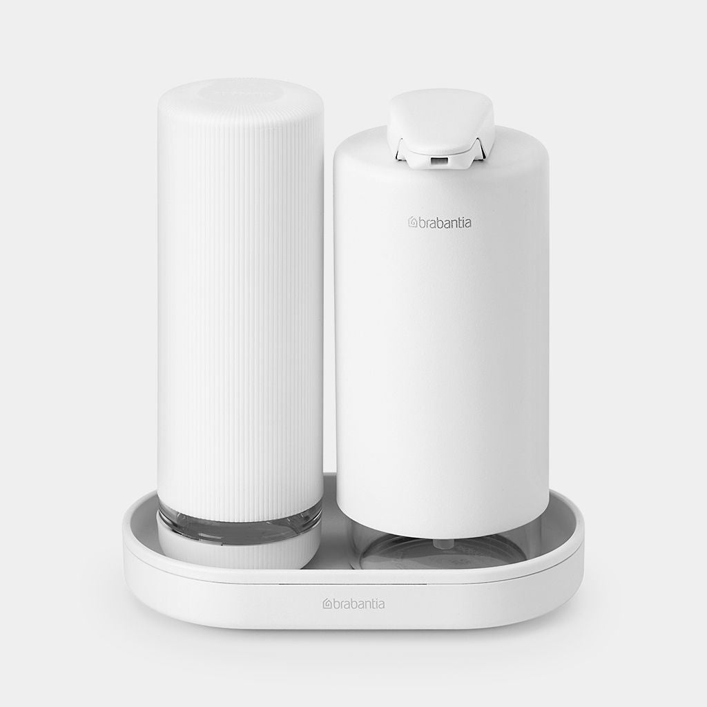 Brabantia Sink Style Seifenspender – Tisch, Metall, Weiss, 200 ml, 2er-Set