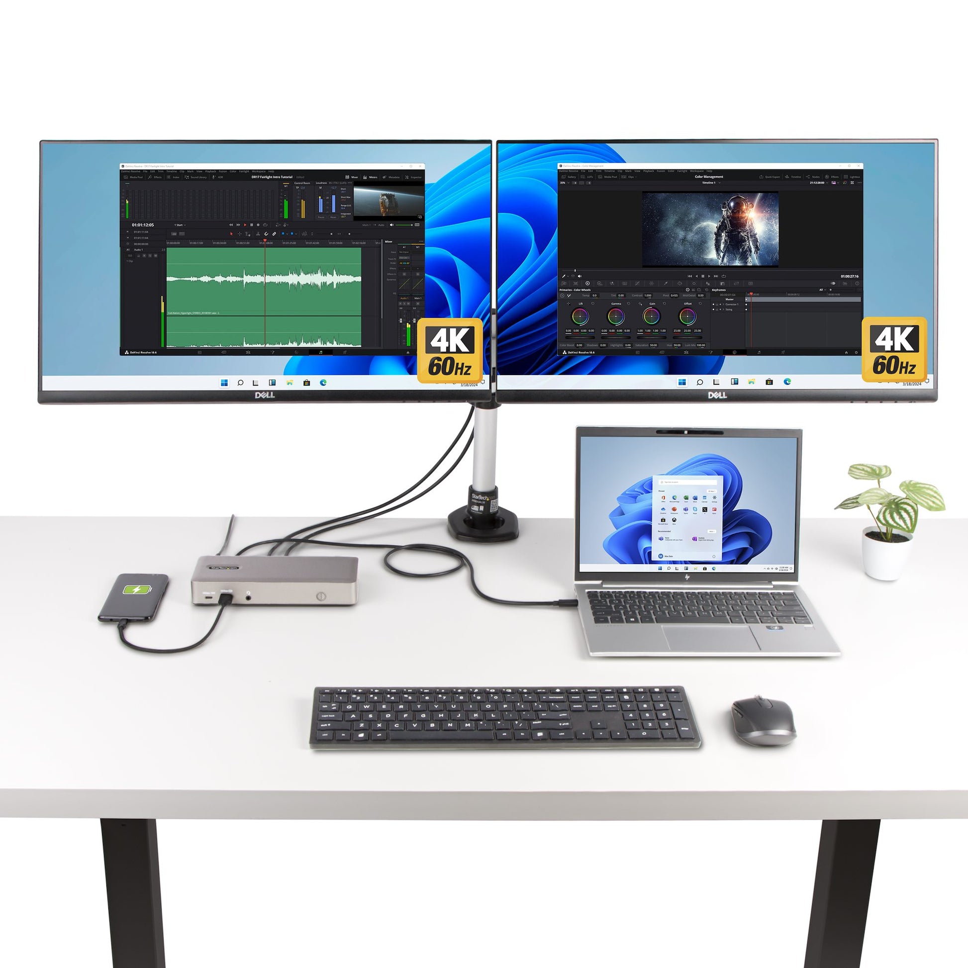 StarTech.com Dockingstation – USB4, 3× DP/HDMI, 4× USB-A, 2× USB-C, 100 W PD, 2,5GbE, für Windows/ChromeOS