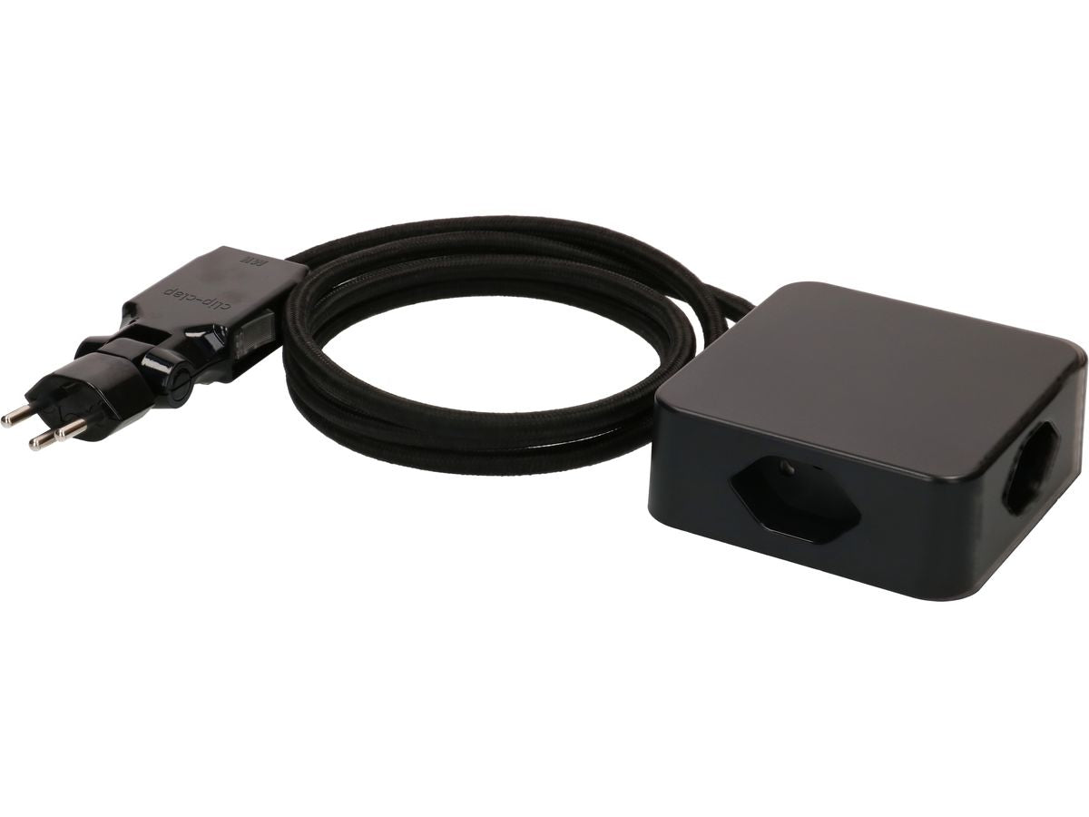 MaxTex Cube Steckdosenleiste – 4× T13, 2 m, ohne Schalter, IP20, schwarz