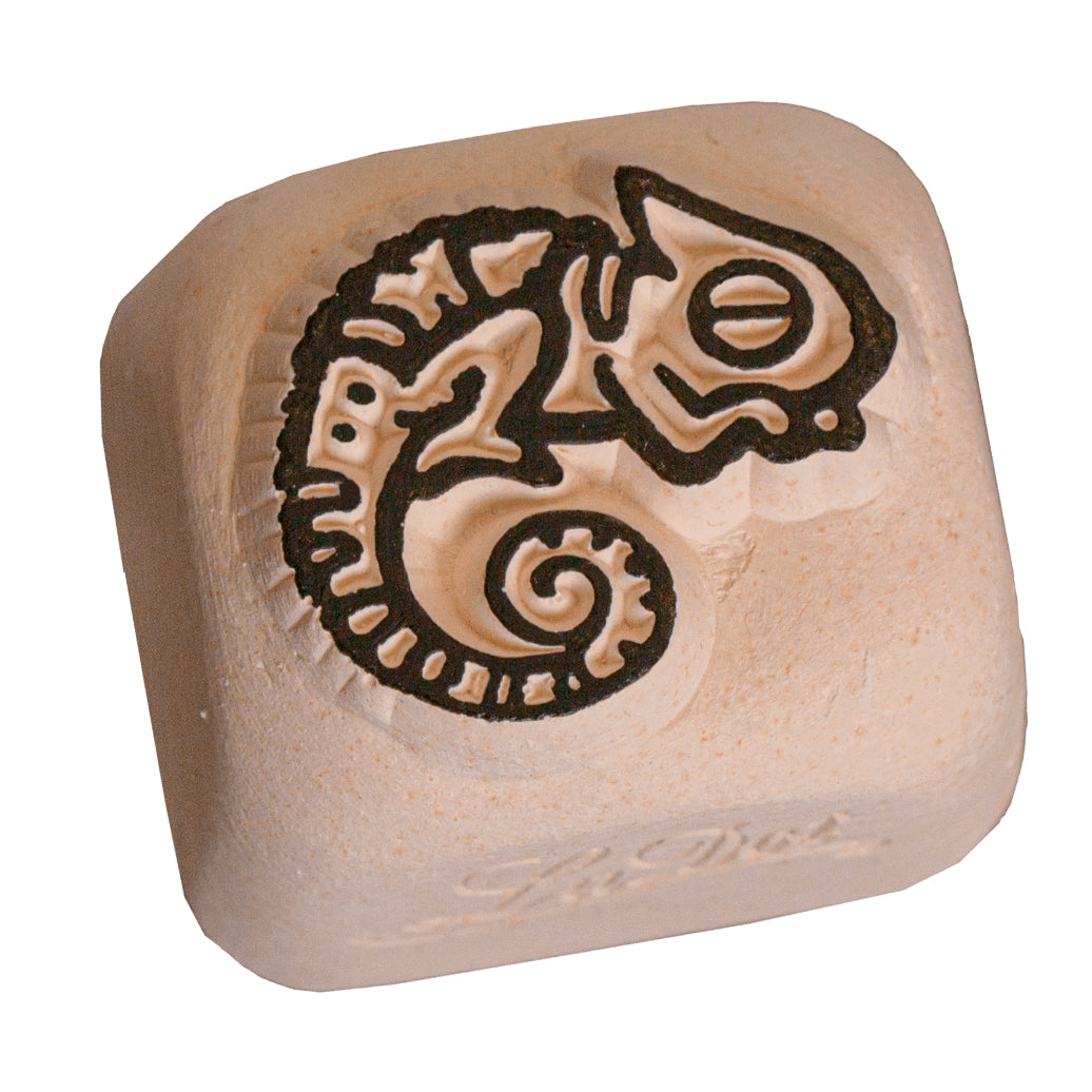 LaDot Tattoostempel Chamäleon – Weiss – 1,5 × 1,5 cm – Stein – 1 Stk