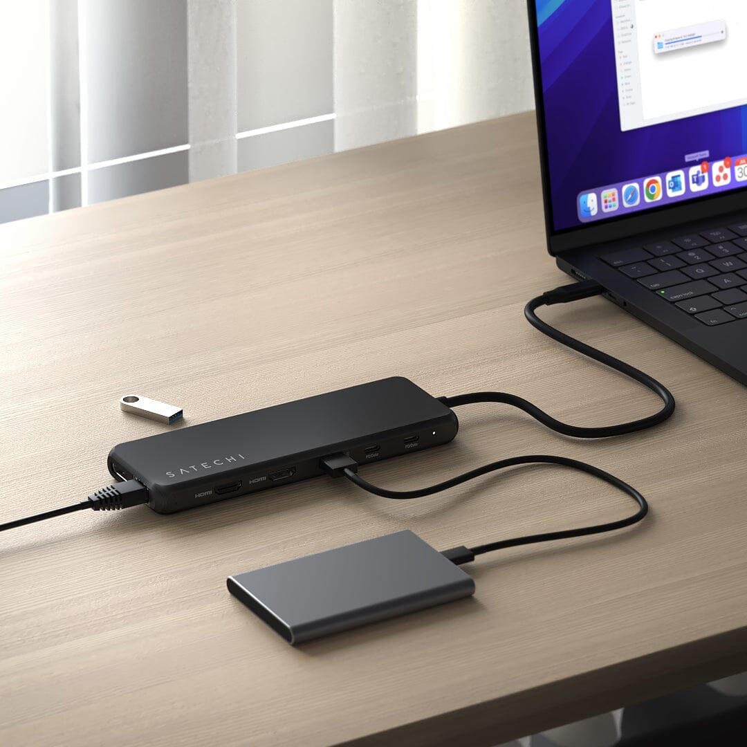 Satechi ST-P3D13K Multiport-Adapter – USB-C, 1× DP, 1× HDMI, 5× USB-A, 2× USB-C, 85 W PD, GbE