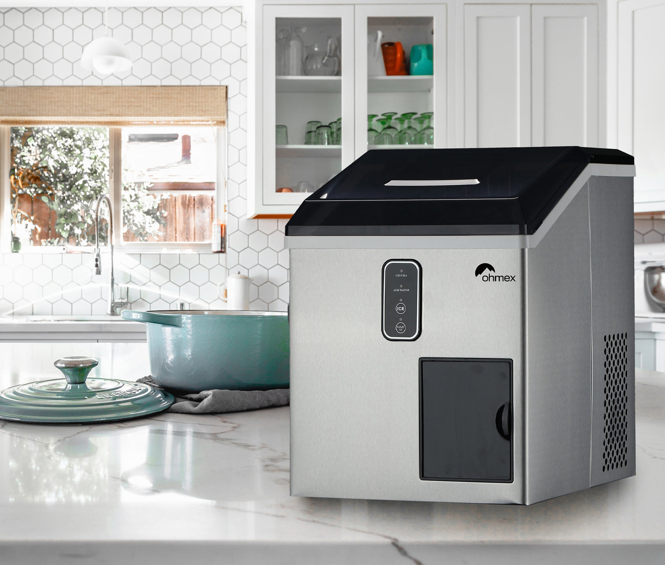 Ohmex Eiswürfelmaschine OHM-ICE-2418C – 18 kg/24 h, 1,7 l, schwarz/edelstahl