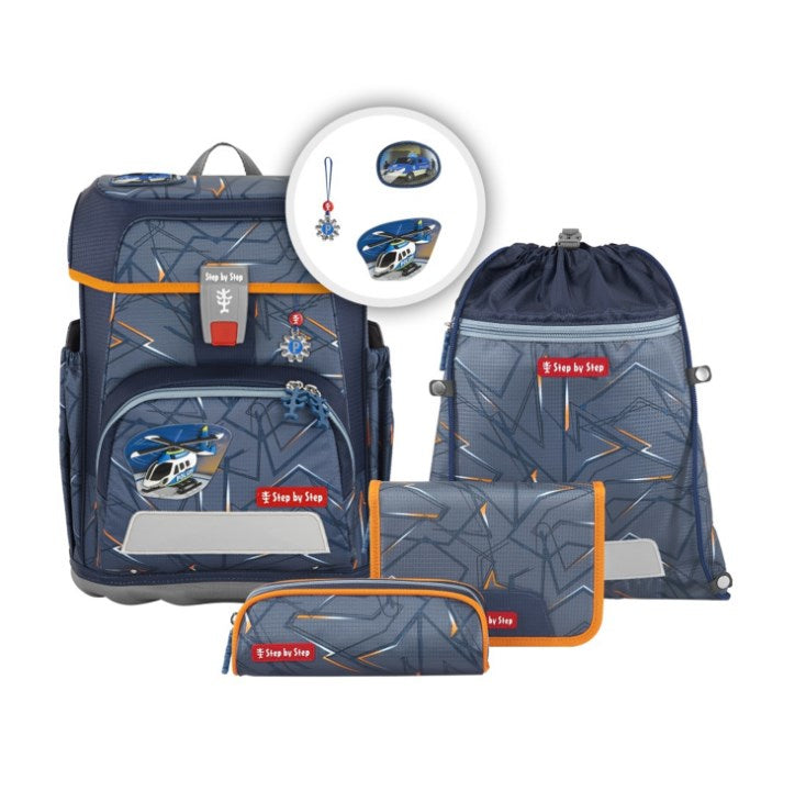 Step by Step Schulrucksack-Set Cloud – 5-teilig – Helicopter Sam – Recycelte Materialien